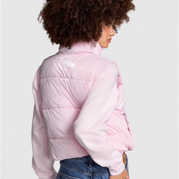Pink High shine marshmallow Puffer Vest by pink Victoria’s Secret xxl nwt! - Picture 2 of 9